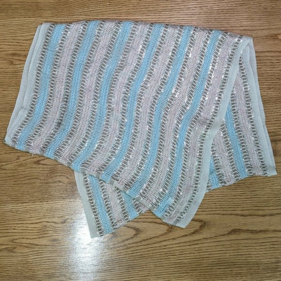 APT. 9 Women's Lurex Striped Infinity Scarf Lightweight Spring Metallic One Size - Picture 1 of 3
